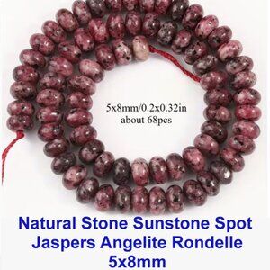 Natural Stone Sunstone Spot Jaspers Angelite Rondelle  5x8 mm  15" Strand